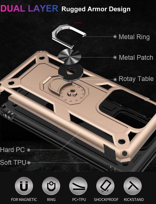 Samsung Galaxy S20 Ultra Hoesje - Goud - Armor Kickstand Back Cover