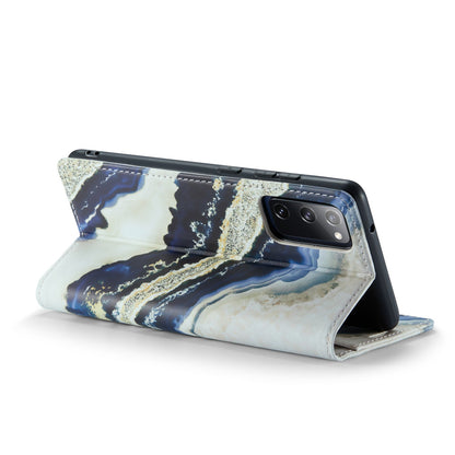 Samsung Galaxy S21 FE Hoesje - Blue Paraiba - Marmer Portemonnee Bookcase