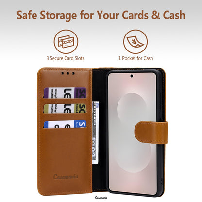 Samsung Galaxy S25 Edge Hoesje - Maroon Red - Echt Leren Bookcase