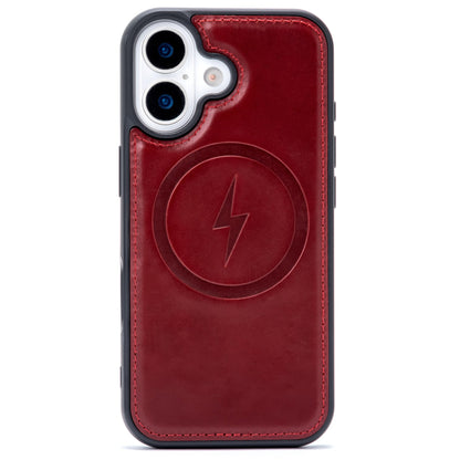Apple iPhone 17 Hülle - Maroon Red - Echtleder-MagSafe-Backcover