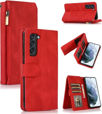 Samsung Galaxy S22 Plus Hoesje - Rood - Extra Stevige Luxe Bookcase met Rits en Vakken