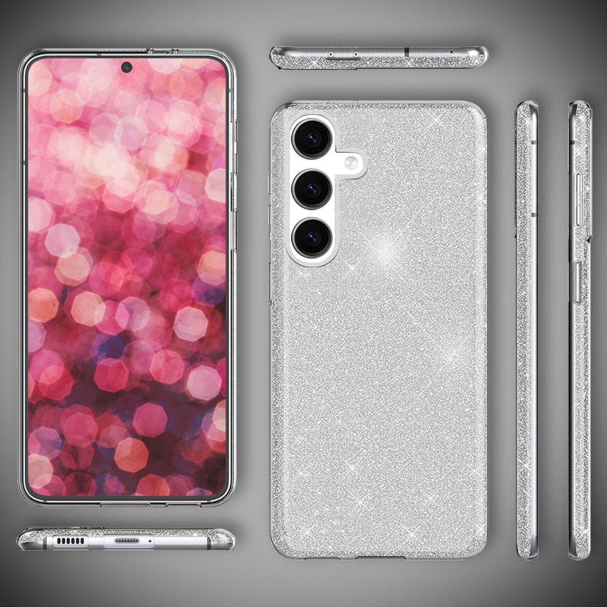 Samsung Galaxy A26 Hoesje - Zilver - Glitter Back Cover