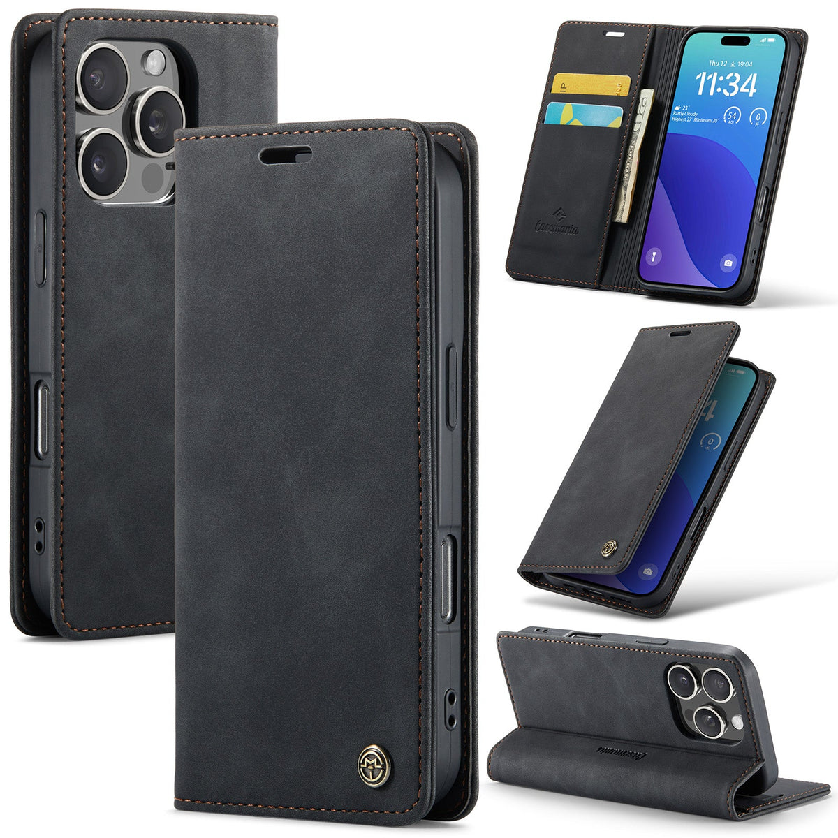 iPhone 16 Pro Hoesje - Charcoal Gray - Dunne Bookcase
