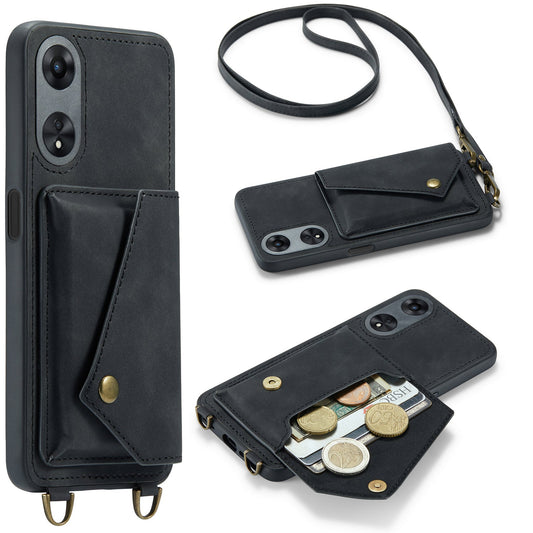 Oppo A98 Hülle - Charcoal Gray - Luxus-Backcover mit Handykette