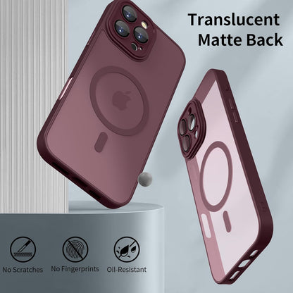 Apple iPhone 15 Pro Hoesje - Bordeaux Rood - Matte Armor MagSafe Back Cover