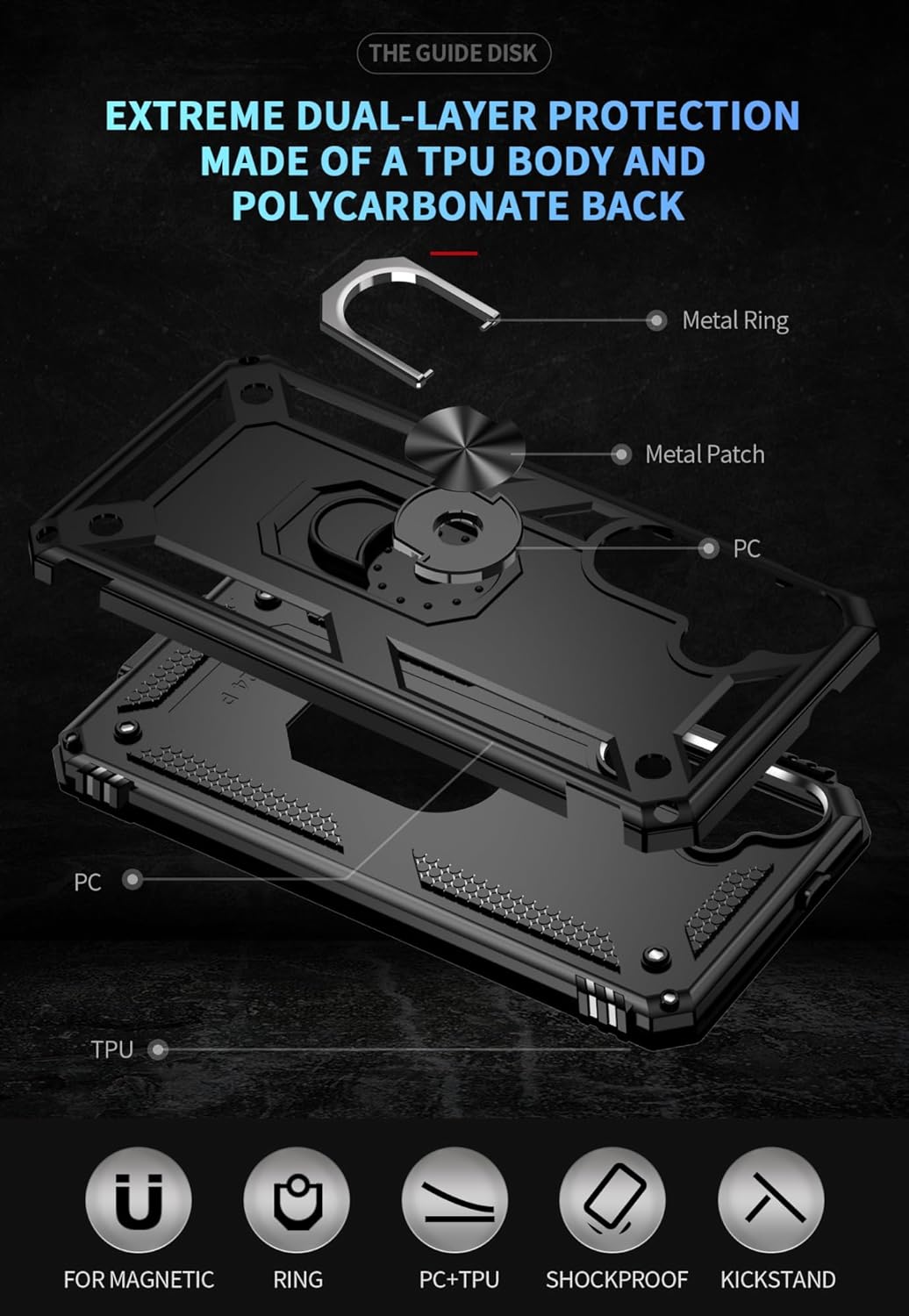 Samsung Galaxy S24 Plus Hoesje - Zwart - Armor Kickstand Back Cover