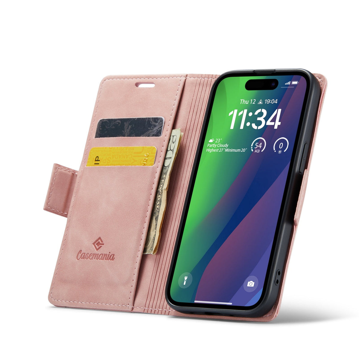 Apple iPhone 15 Hülle - Pale Pink - Portemonnaie-MagSafe-Klapphülle mit Kartenfach