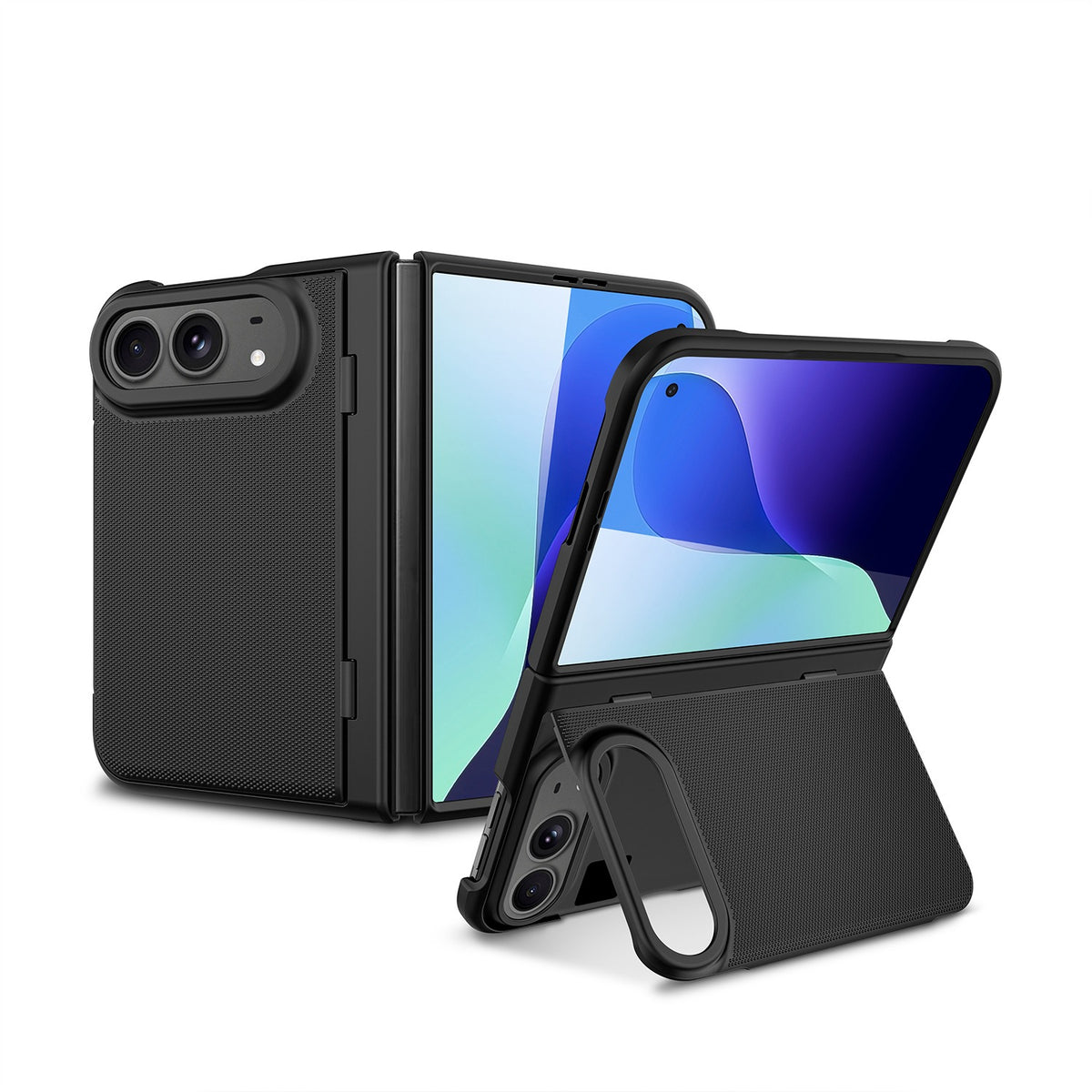 Apple iPhone Duo Hoesje - Zwart - Back Cover met Kickstand