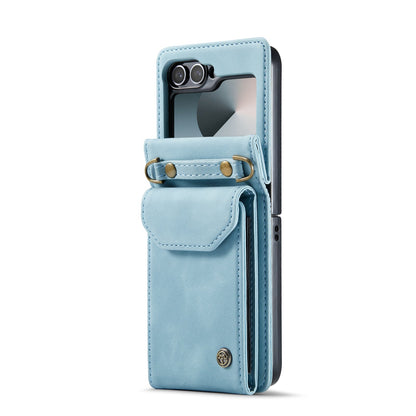 Samsung Galaxy Z Flip 6 Case - Aqua Blue - Wallet Case with Phone Strap