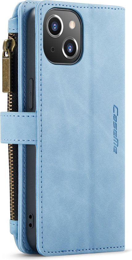 Apple iPhone 13 Case - Sky Blue - Luxury Wallet Case with Zipper
