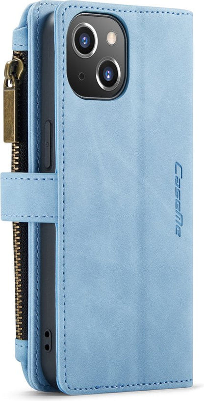 Apple iPhone 13 Case - Sky Blue - Luxury Wallet Case with Zipper