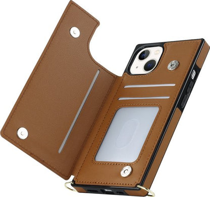 Apple iPhone 15 Hoesje - Bruin - Luxe Back Cover met Telefoonkoord en Rits