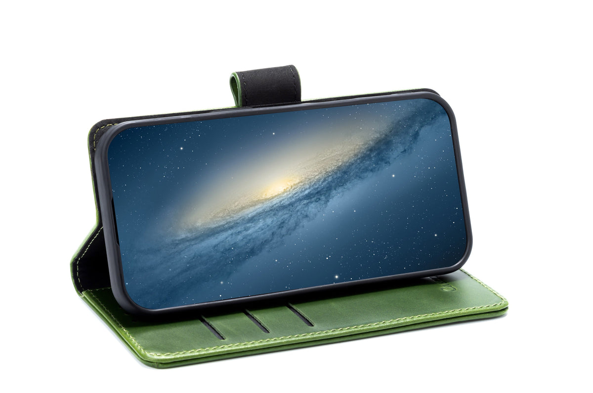 Samsung Galaxy S25 Edge Hoesje - Olive Green - Echt Leren Bookcase