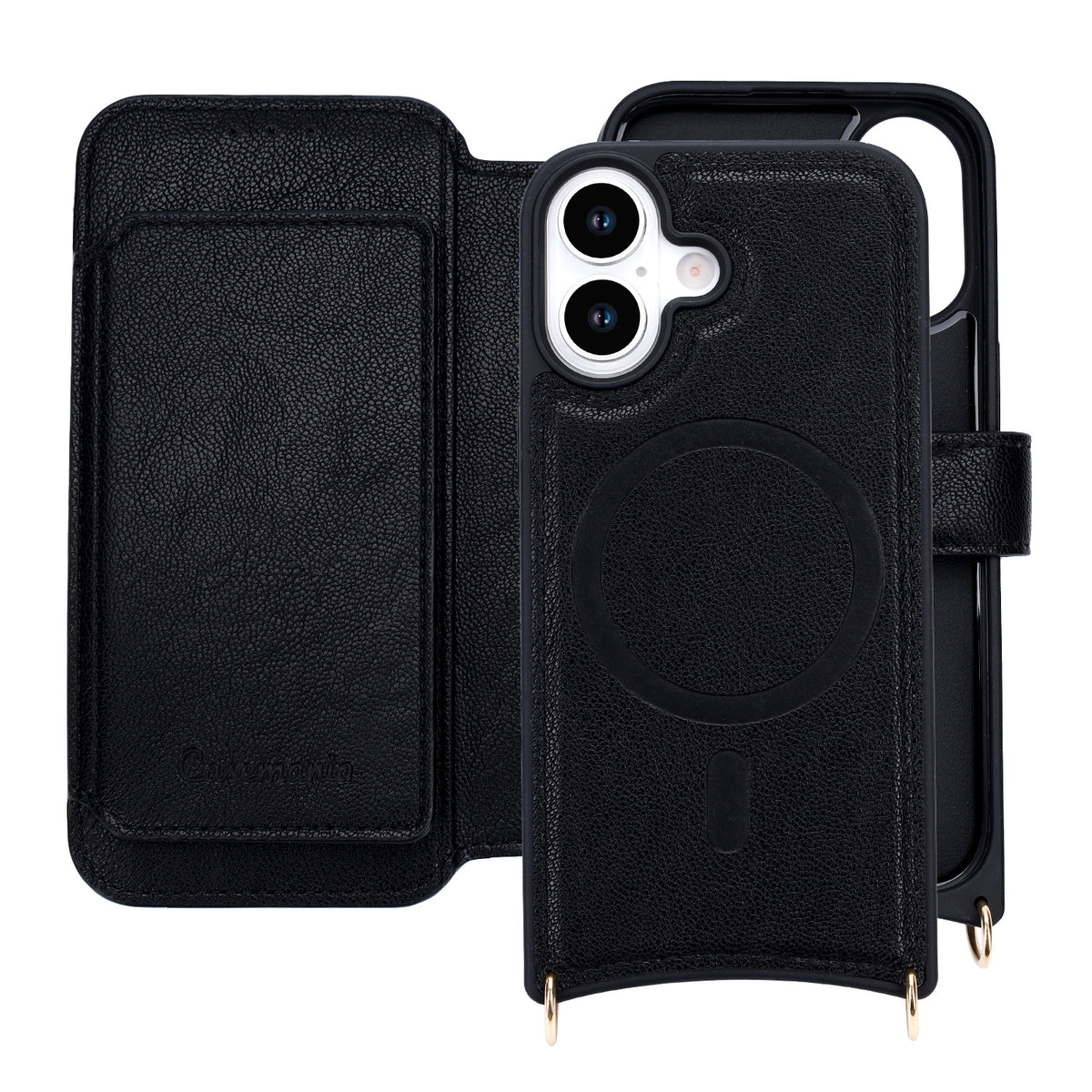 Apple iPhone 16 Hoesje - Zwart - 'Amsterdam' Magnetische Wallet Case met Pasjeshouders en