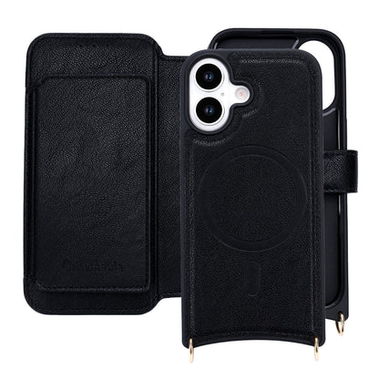 Apple iPhone 16 Hoesje - Zwart - CM Amsterdam Back Cover met Telefoonkoord