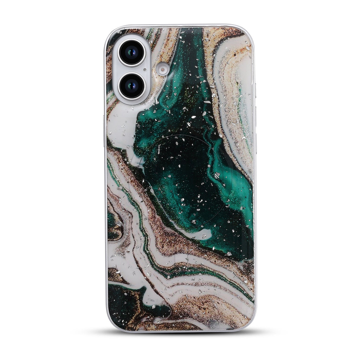 Apple iPhone 16 Plus Hoesje - Groen - Marmer MagSafe Back Cover