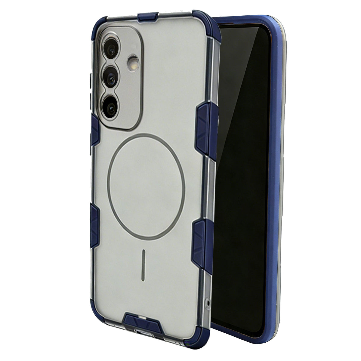 Samsung Galaxy A57 Hoesje - Transparant | Donker Blauw - Frosted Matte Hardcase MagSafe Back Cover