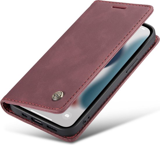 Apple iPhone 12 Pro Max Hoesje - Bordeaux Red - Dunne Bookcase