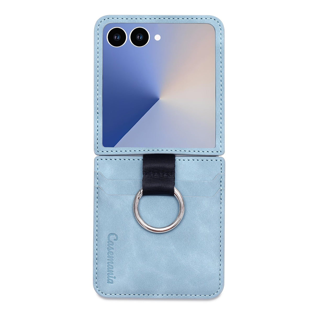 Samsung Galaxy Z Flip 7 Hoesje - Aqua Blue - Ring Kickstand Back Cover