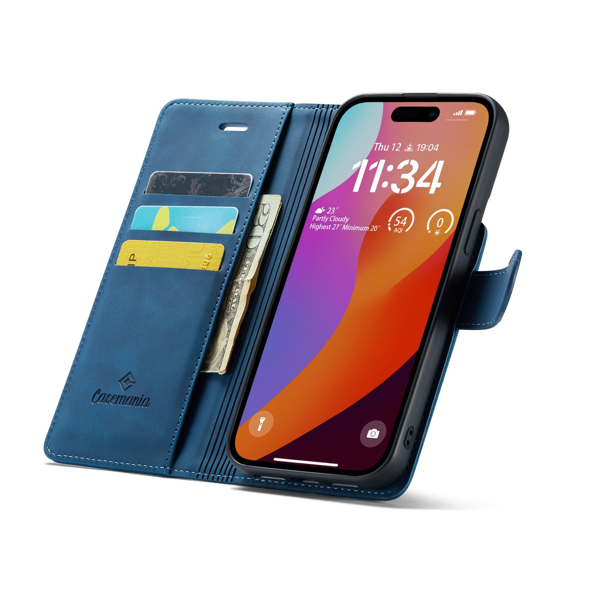 iPhone 15 Hoesje - Navy Blue - 2 in 1 MagSafe Bookcase