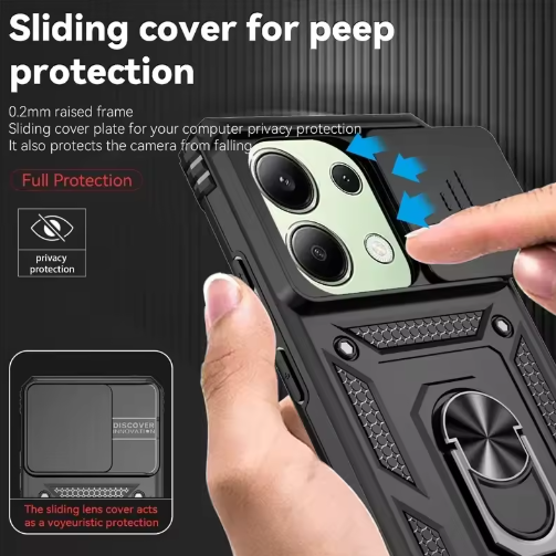 Xiaomi Redmi 15C Case - Matte Black - Armour Kickstand Camera Back Cover