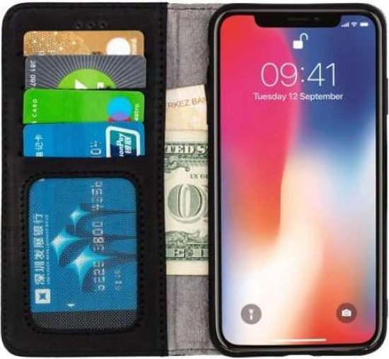 Apple iPhone 11 Hoesje - Zwart - Echt Leren Bookcase