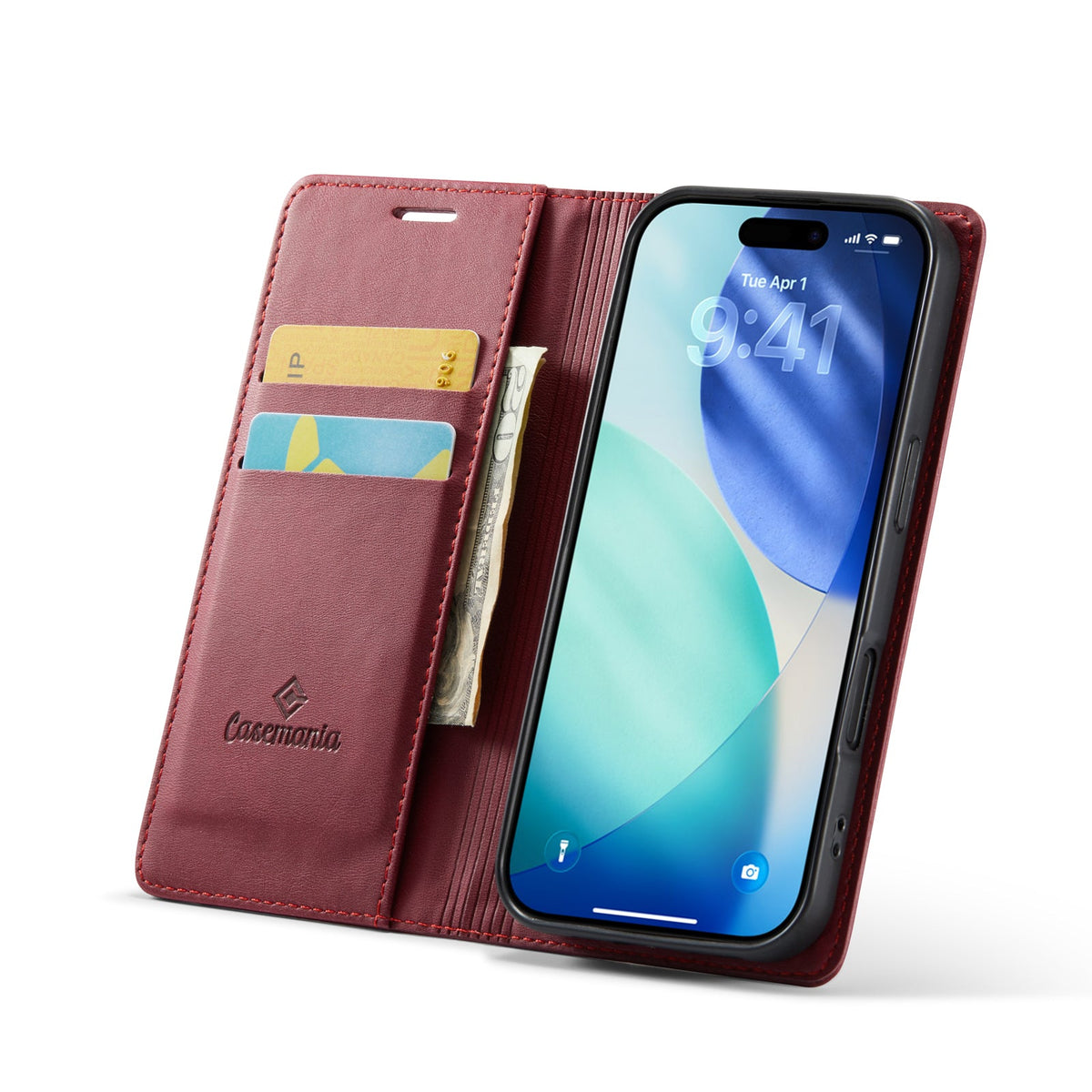 Apple iPhone 17 Case - Burgundy Red - Luxury Thin Wallet Case