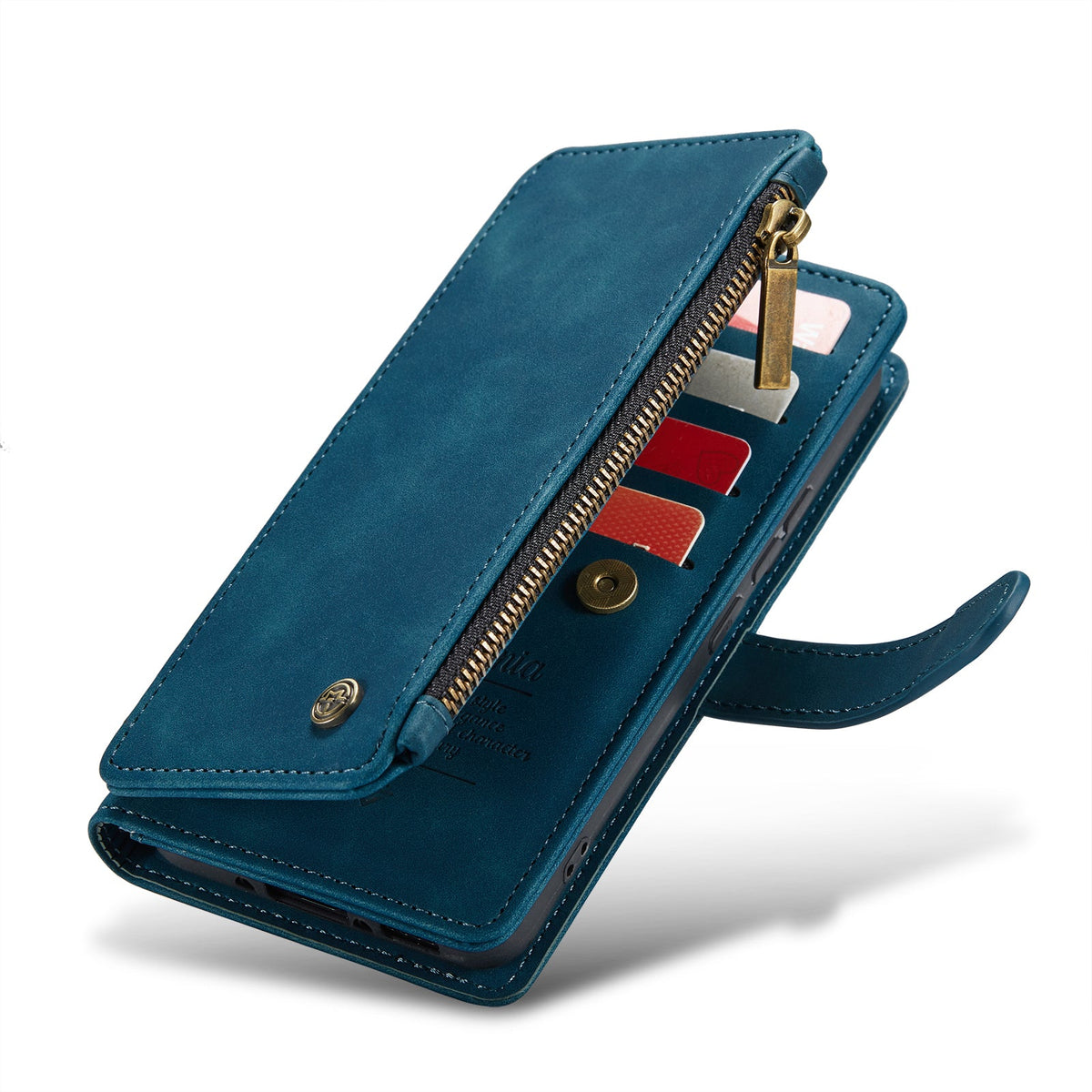 Samsung Galaxy A54 Case - Navy Blue - Luxury Wallet Case with Zipper