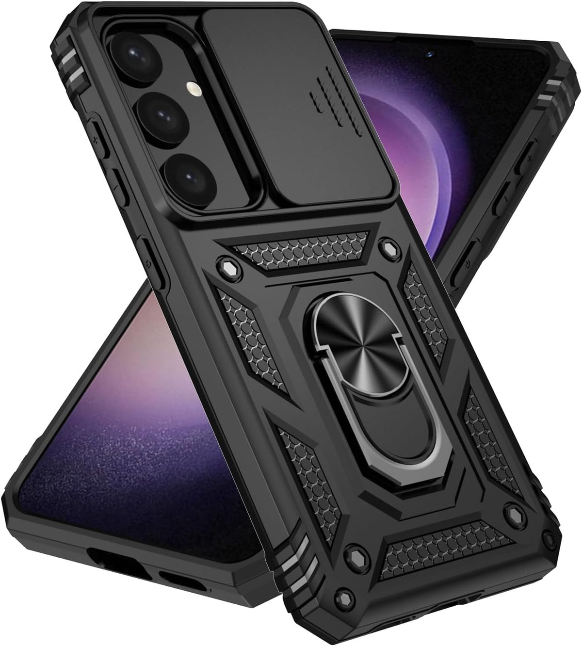 Samsung Galaxy A57 Hoesje - Zwart - Armor Kickstand en Camera Bescherming Back Cover
