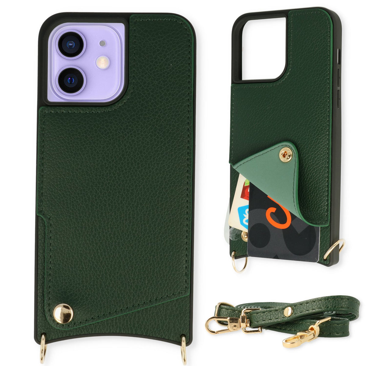 Apple iPhone Xs Case - Green - Back Cover with Wrist Band and Phone Band