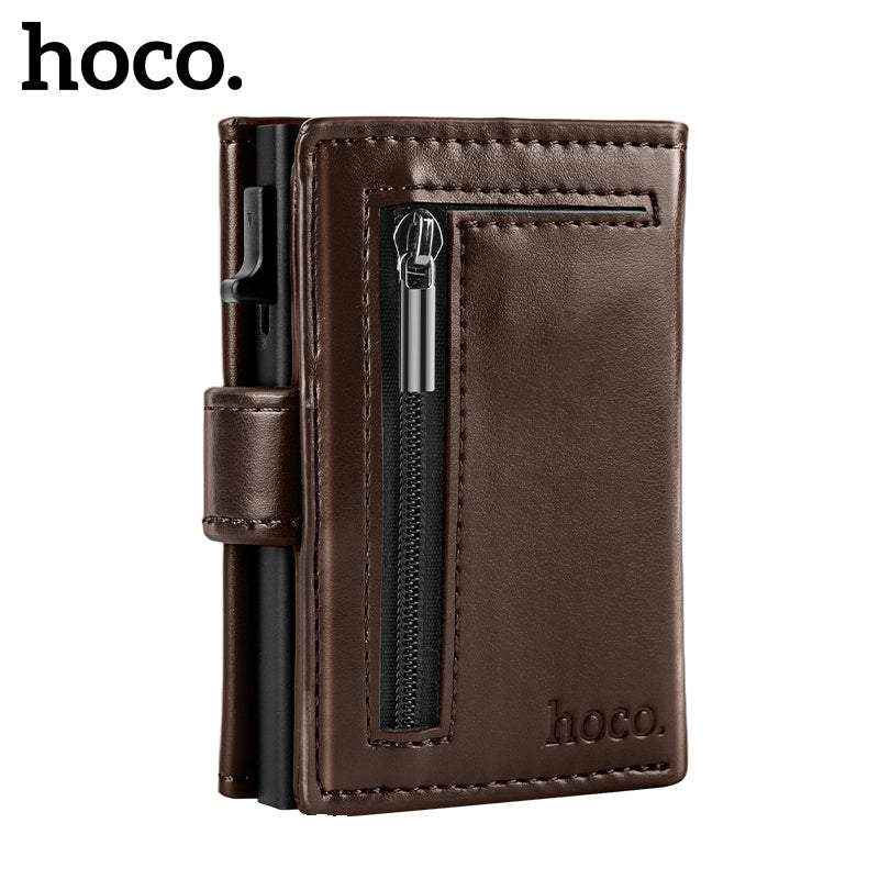Hoco Pop-up Wallet with Zip - Brown