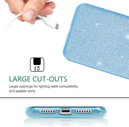 Samsung Galaxy A55 Hoesje - Blauw - Glitter Back Cover