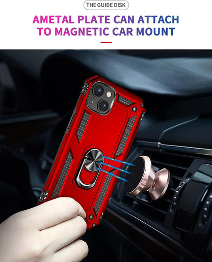 Apple iPhone 15 Hoesje - Rood - Armor Kickstand Back Cover