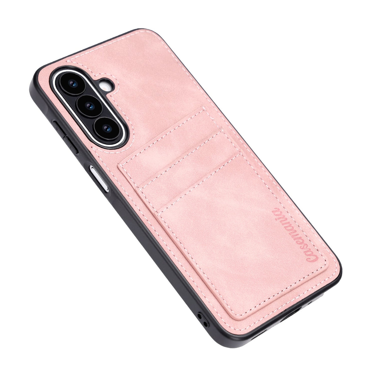 Samsung Galaxy A27 Case - Pale Pink - Faux Leather Back Cover with Card Holder