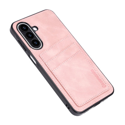 Samsung Galaxy A27 Case - Pale Pink - Faux Leather Back Cover with Card Holder