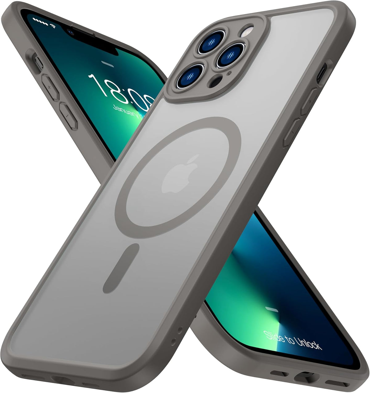 iPhone 14 Pro Max Hoesje - Grijs - Matte Armor MagSafe Back Cover