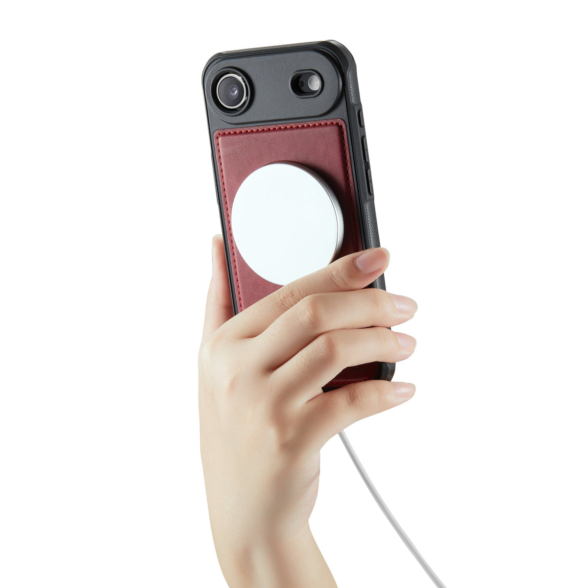 Apple iPhone Air Hoesje - Burgundy Red - Luxe 2 in 1 MagSafe Bookcase