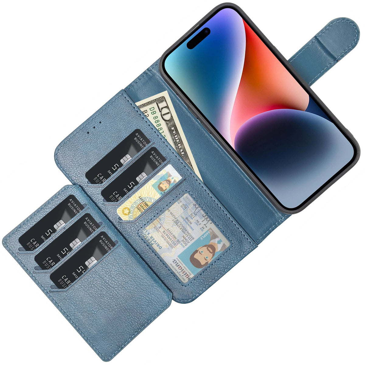 Samsung Galaxy A55 5G Hoesje - Blauw - 2 in 1 Bookcase met 10 Kaart Vakken