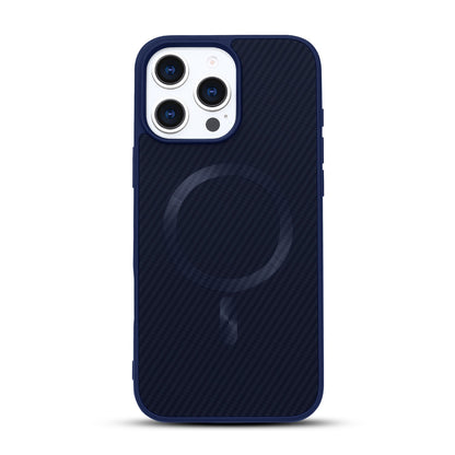 Apple iPhone 14 Pro Hoesje - Blauw - Carbon MagSafe Back Cover