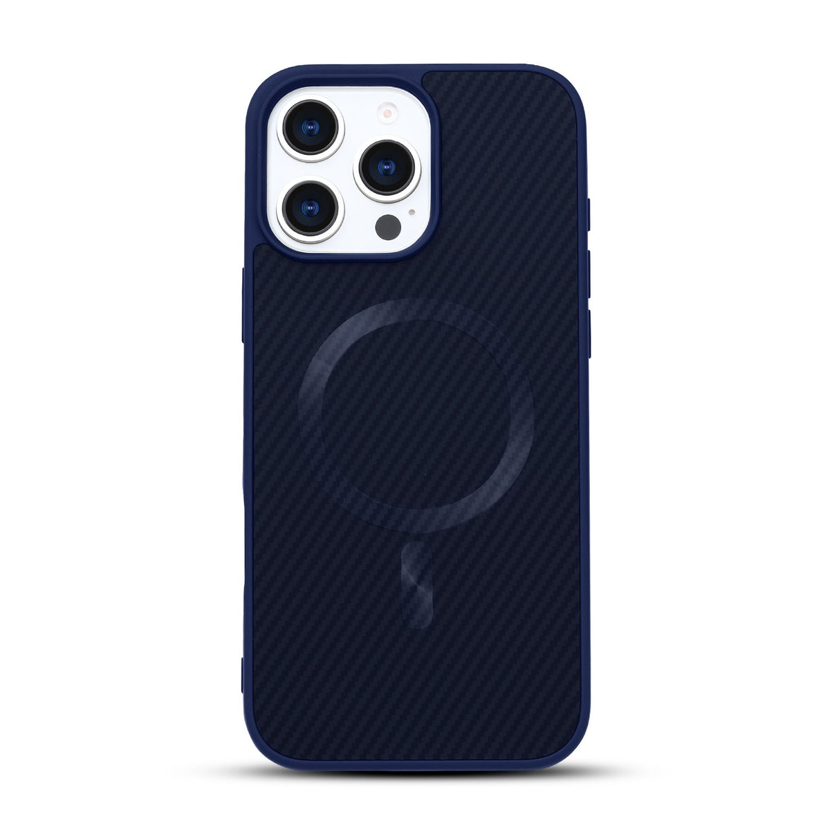 Apple iPhone 15 Pro Hoesje - Blauw - Carbon MagSafe Back Cover