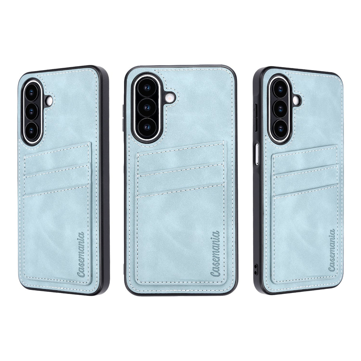 Samsung Galaxy A27 Case - Aqua Blue - Faux Leather Back Cover with Card Holder