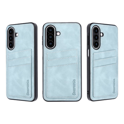 Samsung Galaxy A27 Case - Aqua Blue - Faux Leather Back Cover with Card Holder