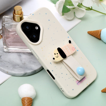 Apple iPhone 16 Hülle - Beige Welpe - Silikon Backcover mit Fingerhalter
