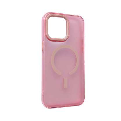 Apple iPhone 15 Pro Max Hoesje - Roze - Matte Hybrid Siliconen MagSafe Back Cover