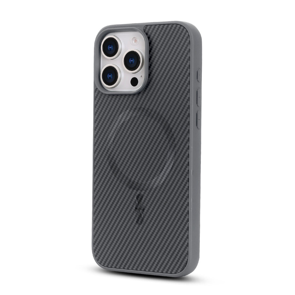 Apple iPhone 15 Pro Hoesje - Grijs - Carbon MagSafe Back Cover