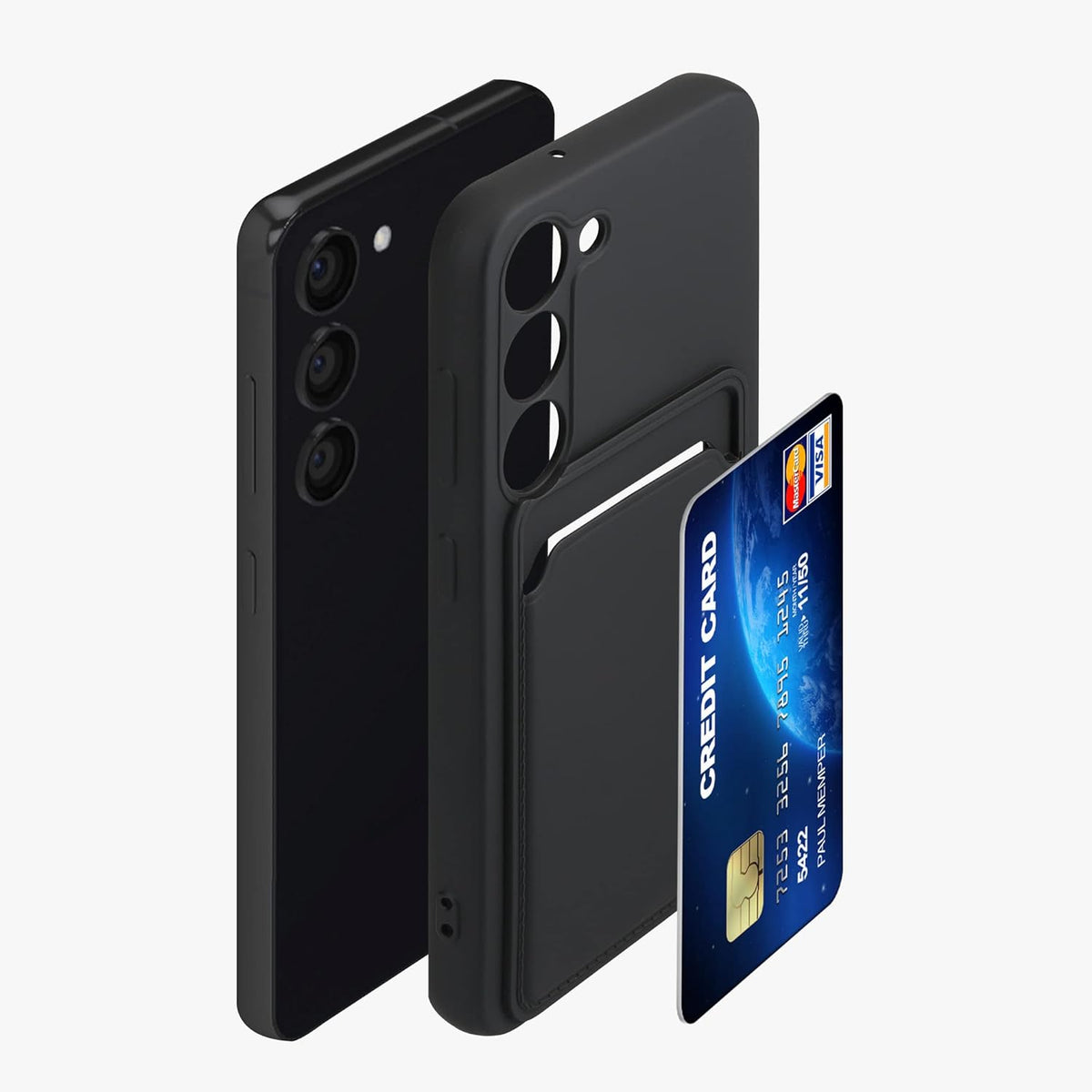 Samsung Galaxy S24 Plus Hoesje - Zwart - Siliconen Back Cover met Pasjeshouder