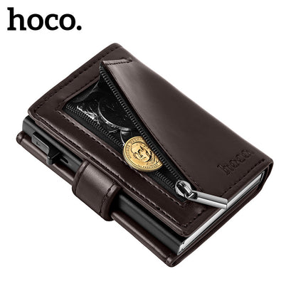 Hoco Pop-up Wallet with Zip - Dark Brown