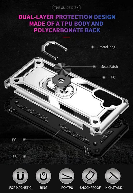 Samsung Galaxy A04S & M13 Hoesje - Grijs - Armor Kickstand Back Cover