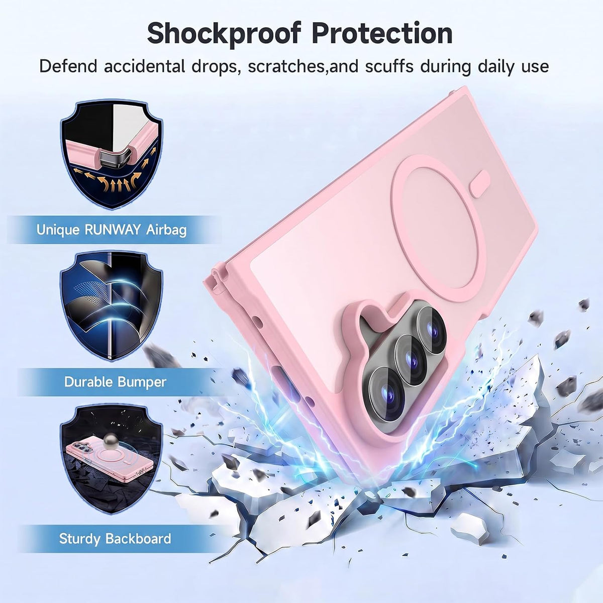 Samsung Galaxy Z Fold8 Ultra Hoesje - Licht Roze - Matte Armor MagSafe Back Cover