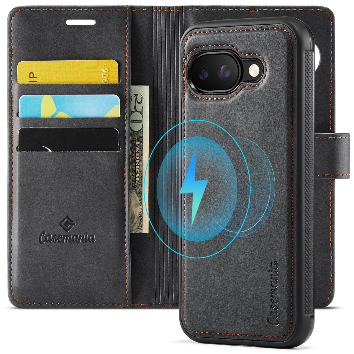 Google Pixel 9a Case - Charcoal Gray - 2-in-1 MagSafe Wallet Case